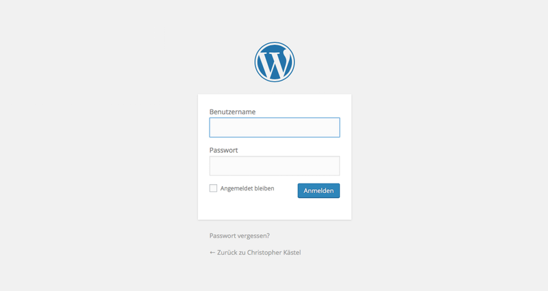 Login Bereich mit WordPress Logo