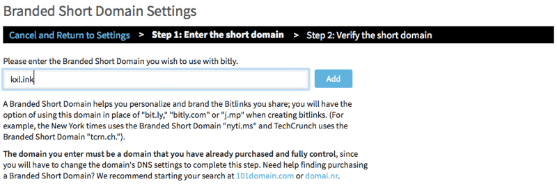 Bitly - Eingabe der Domain oder Subdomain – Artikelbilder