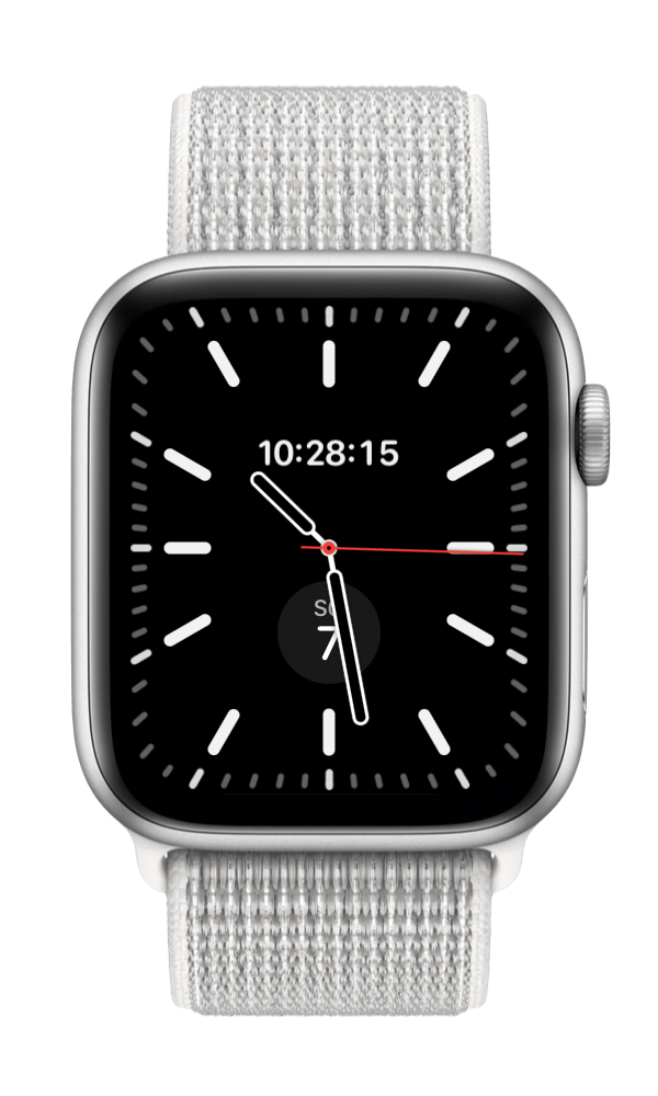 Silberne Apple Watch mit dem California Ziffernblatt