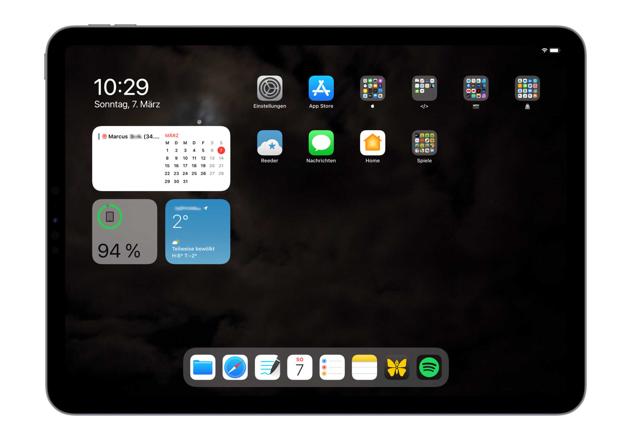 iPad Pro 11" Bildschirmfoto von März 2021